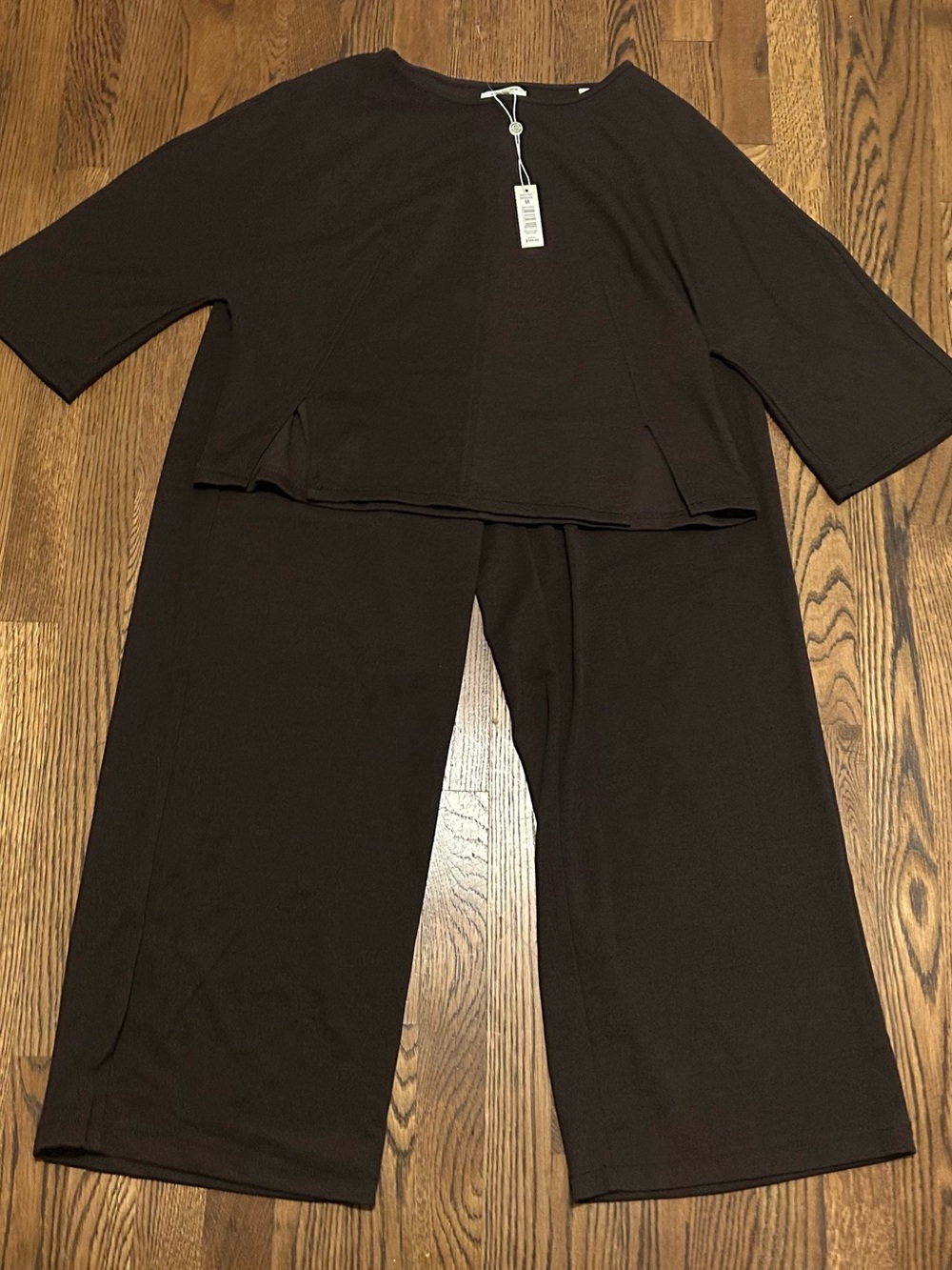 Max Studio Brown Wide-Leg Pants and Matching Top Set NWT